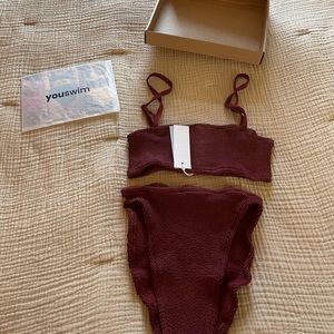 You Swim Poise High Waist Swim Suit in Garnet